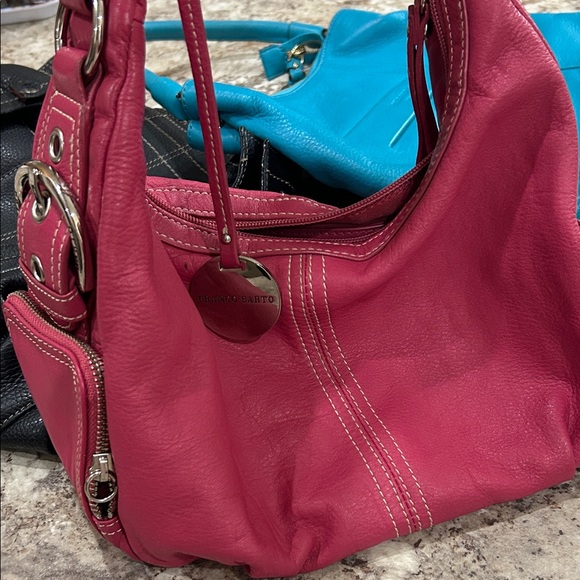 Franco Sarto Pink Hobo Bag Silver Hardware Hang Tag Secret Pockets Medium sized - Picture 8 of 14